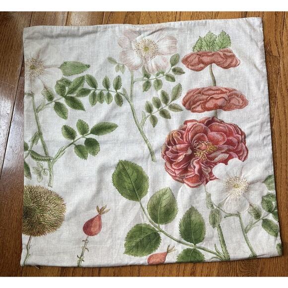 Pottery Barn Serafina Floral Standard Pillow Sham Set 2 Heavy Twill Linen 20x26" - Picture 5 of 14